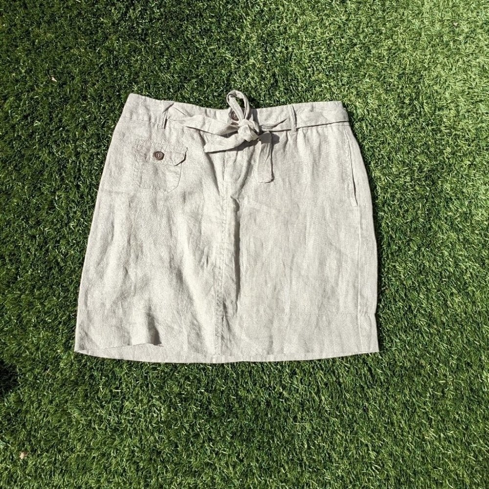 LINEN Cynthia Rowley minimalist Neutral beige skirt above the knee